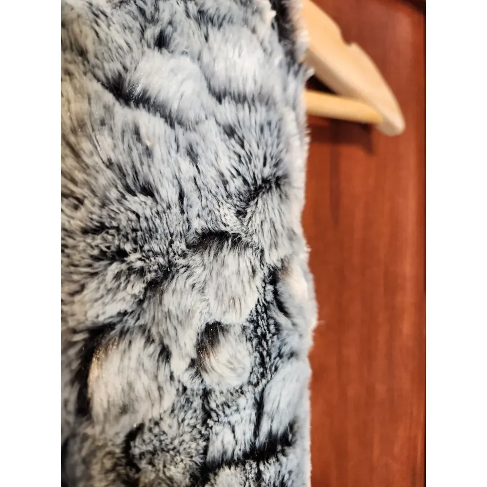 Grey, White, and Black Faux Fur Infinity Scarf Unisex